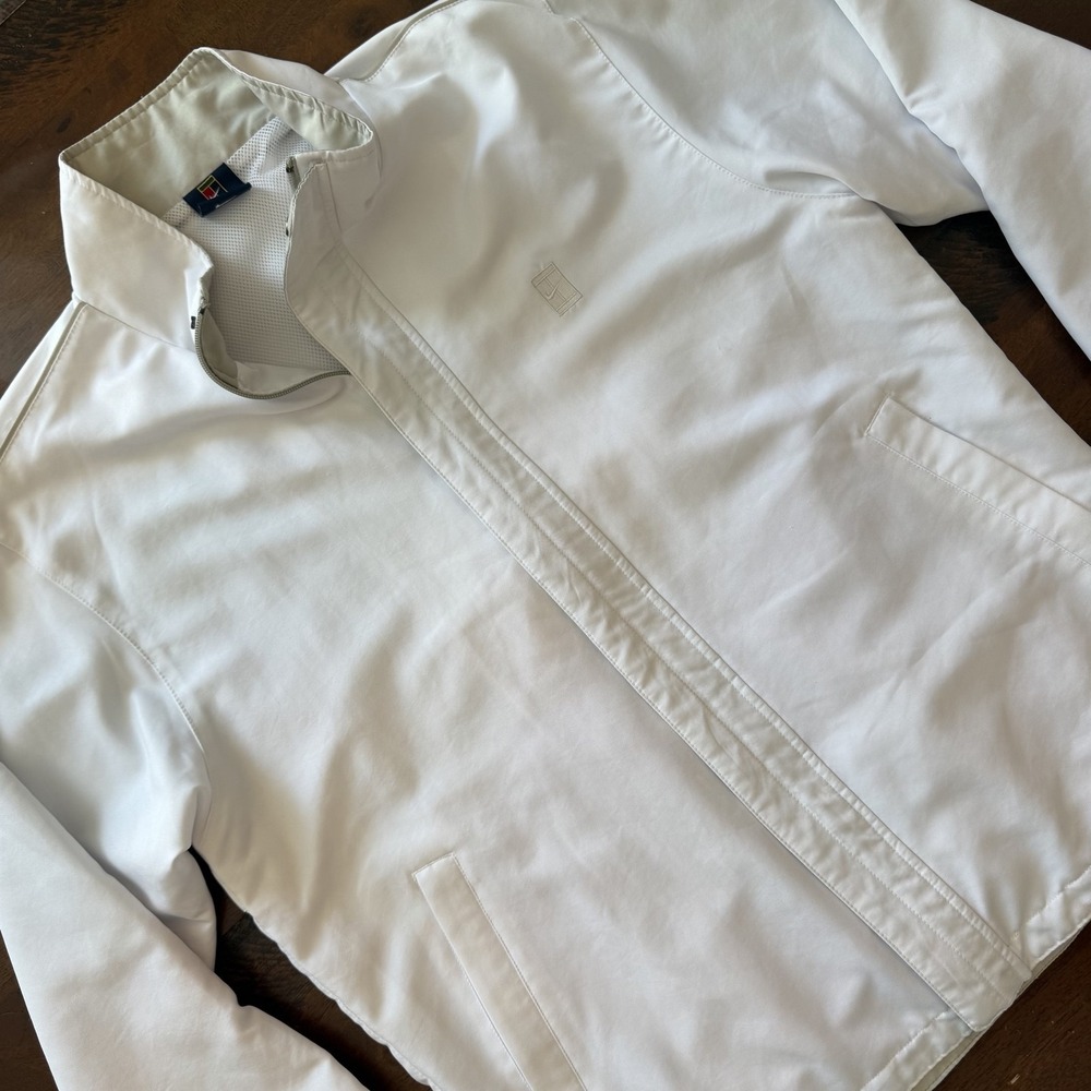 Vintage Nike Court Jacket Mens Medium White Tennis Full Zip Windbreaker 90s
